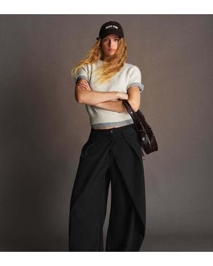 Bershka Tall Barrel Trousers With Pleats - Grey