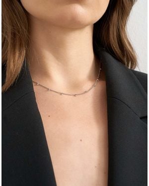 TOPSHOP Demi Chain Necklace With Rhinestones - Black