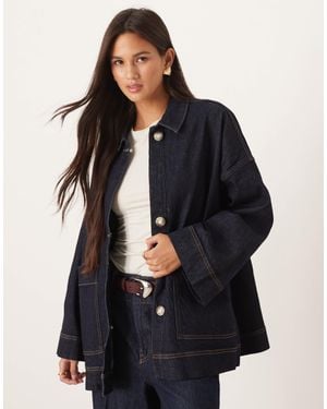 Aware Oversized Boxy Trucker Style Denim Jacket - Black