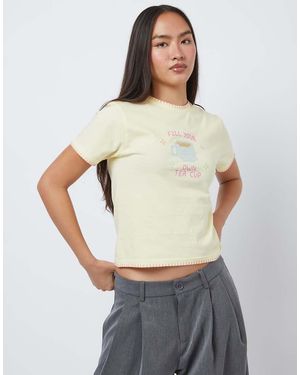 Skinnydip London Fill Your Own Tea Cup Baby Tee - Grey