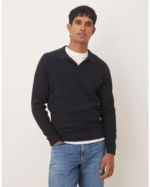 Mango – polo-oberteil aus geripptem baumwollmix - Blau