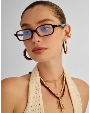 Le Specs Pilferer Blue Light Clear Lens Rectangular Glass - Brown