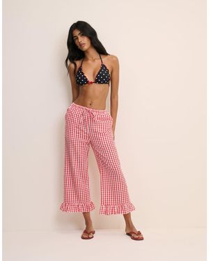 Nobody's Child Gingham Frill Edge Beach Trousers - Pink