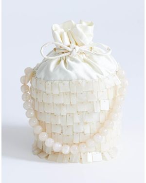 TOPSHOP Bolso Bombonera De Mano Pequeño Blanco Con Abalorios Georgie De