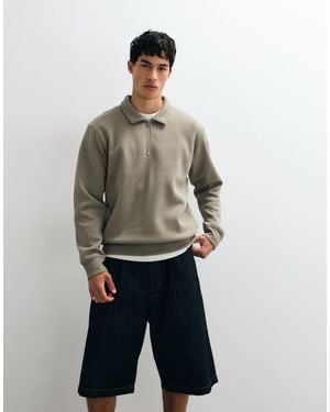 Jack & Jones Quarter Zip Collared Sweatshirt - Gray