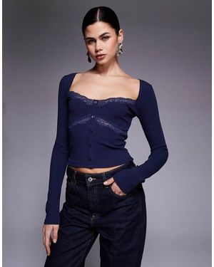 Edikted Kathi Lacey Long Sleeve Top - Blue