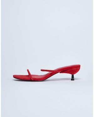 TOPSHOP Ada Suede Kitten Heel Mules - White
