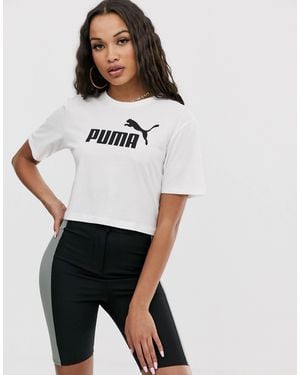 PUMA Essentials Cropped Logo T-shirt - White