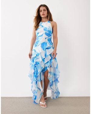 Forever New – jianna – gestuftes maxikleid mit rüschen und em blumenmuster - Blau