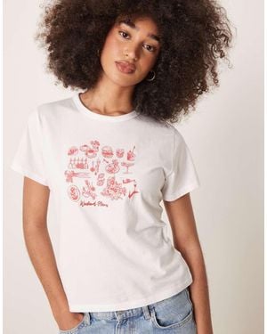 Abercrombie & Fitch T-Shirt Bianca A Maniche Corte Con Stampa - Bianco