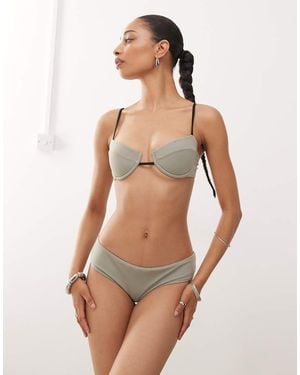 Monki Cheeky Hipster Bikini Bottoms - Green