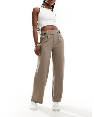 Jdy High Waisted Crop Wide Fit Tailored Trousers - Natural