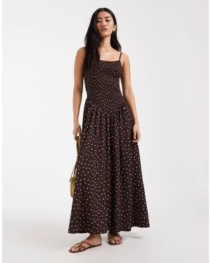 ONLY Sleeveless Maxi Dress With Shirring - Brown
