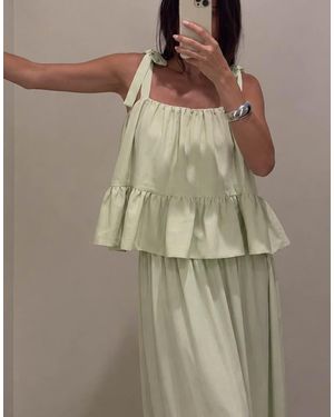 NA-KD Tie Shoulder Ruffle Top - Green