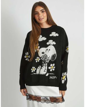 Skinnydip London London Snoopy Flower Knitted Jumper - Black