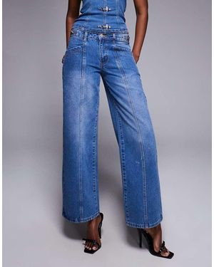 Liquor N Poker Baggy Fit Jeans Co-Ord With Buckle Detail - Blue