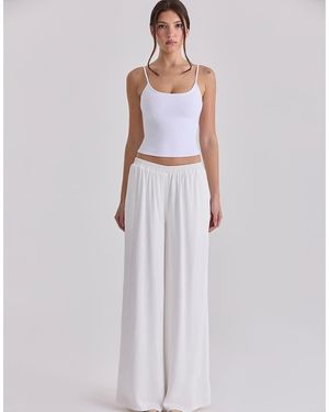 House Of Cb Alexa Ivory Wide Leg Trousers - White
