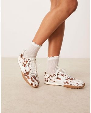 ASOS Dive Leather Lace Up Sneakers - Natural