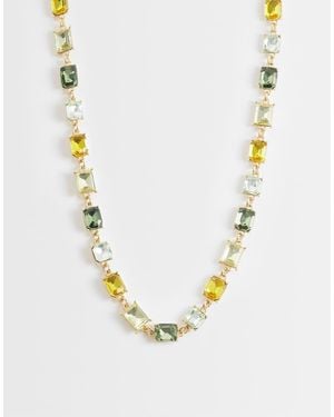 ASOS Crystal Stone Set Necklace - Metallic