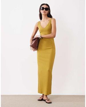 ASOS Wide Rib Sleeveless V Neck Midi Dress - Metallic