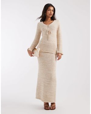 4th & Reckless – strukturierter maxi-strickrock - Natur