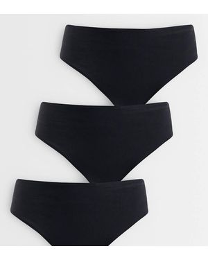 ASOS Asos Design Curve Set Van 3 Katoenen Brazilian Slips Met Gemiddelde Bedekking - Zwart