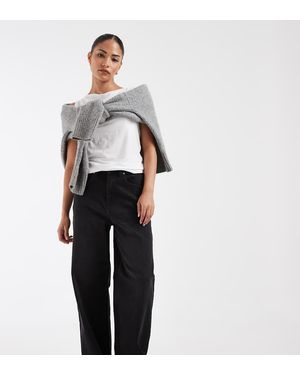 Only Petite Hannah Jeans A Gamba Larga A Vita Extra Alta Lavaggio - Nero