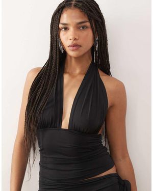 Lioness Safari Plunge Halterneck Top Co-ord - Black