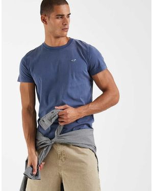 Hollister T-Shirt Girocollo Slim Con Logo - Blu