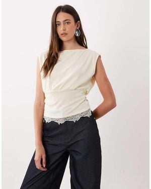 Mango T-Shirt Senza Maniche Con Bordo - Blu
