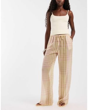ASOS – weit geschnittene chiffon-schlupfhose mit vichy-karo, kombiteil - Natur