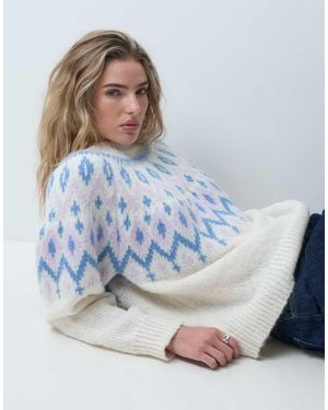 ASOS Grofgebreide Oversized Trui Met Fairisle-Motief - Blauw