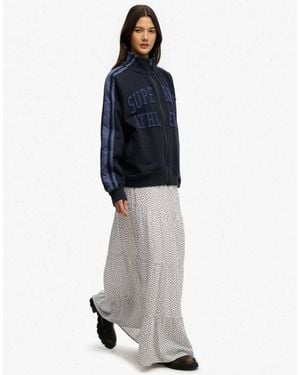 Superdry – gestufter maxirock - Weiß