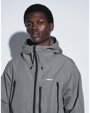 Obey Karierte jacke mit reißverschluss und kapuze - Grau