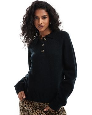 Threadbare Knitted Collared Sweater - Black