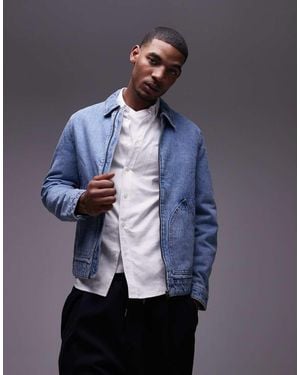 Mango Zip Through Denim Jacket - Blue