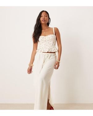 JDY Petite Linen-blend Maxi Skirt - Natural
