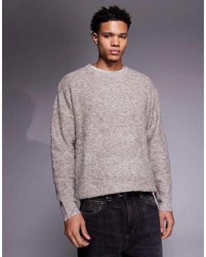 ASOS Oversized Knitted Boucle Crew Neck Jumper - Grey