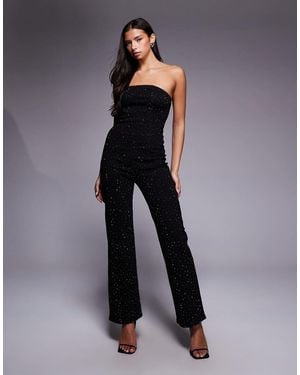 River Island Heat-seal Bandeau Jumpsuit - Blue