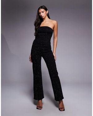 River Island Heat-seal Bandeau Jumpsuit - Blue