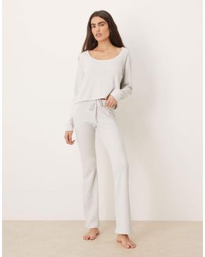 Hollister Gilly Hicks Long Sleeve Waffle Top Co-Ord - Natural