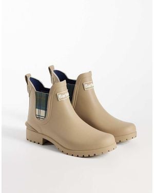 Barbour Wilton Tartan Gumboots - Natural