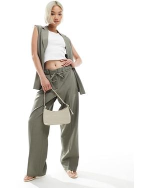 ONLY Pantaloni Sartoriali Dritti Grigio Salvia Con Laccio - Verde
