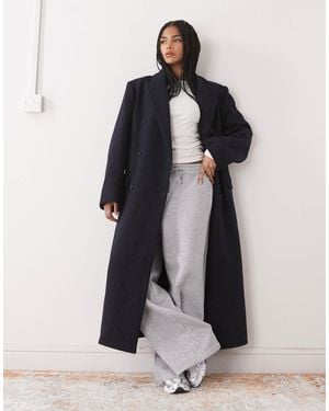 Weekday – logan – zweireihiger oversize-mantel aus wollmix - Blau
