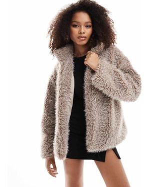 Y.A.S Chaqueta Corta De Tejido Efecto Peluche Mullido De - Neutro