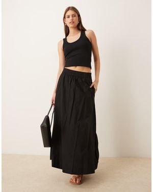 Y.A.S Cotton Poplin Volume Maxi Skirt - Black