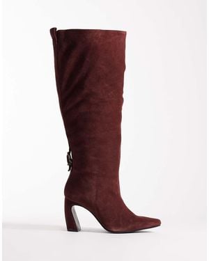 Free People Date Night Knee High Suede Boots - Red