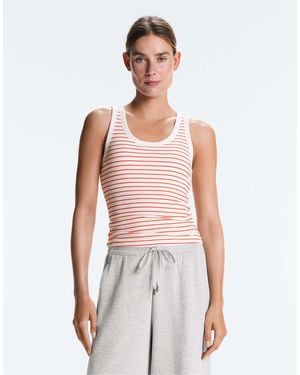 Oysho – langes, geripptes tanktop aus modal - Weiß