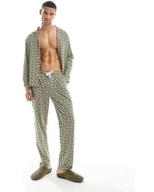 Another Influence Printed Relaxed Pyjama Set - Green