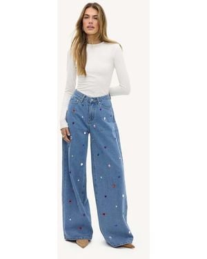 Loavies Love's Reflection Jeans With Coloured Rhinestones - Blue